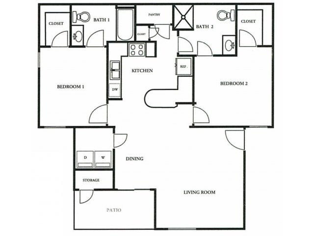2 Beds • 2 Bath 04-0421 floor plan